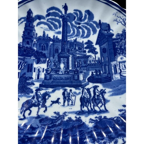 Vintage Victoria Ware Ironstone Blue & White Decorative Plate With Scenic Design - Picture 2 of 4